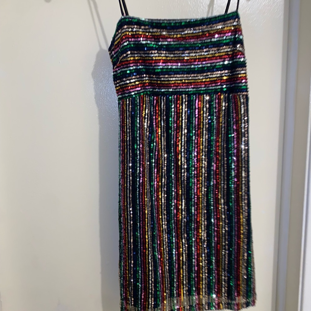 PINK Victoria's Secret Black Red Sequin Slip Dress